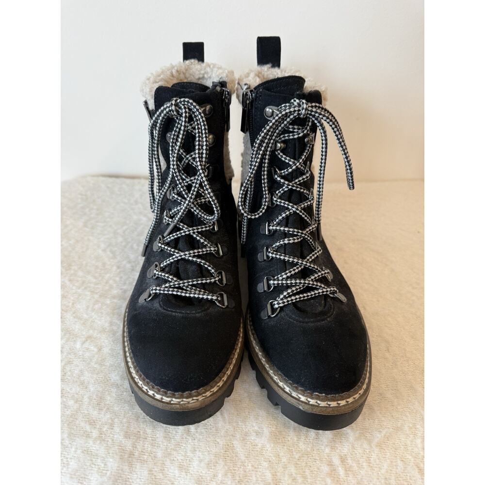 Women's Scoop Addison Faux Sherpa Hiker Boot Black Size 8.5 Grunge